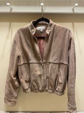 Maglia Women's Suede Bomber Jacket in Taupe/beige